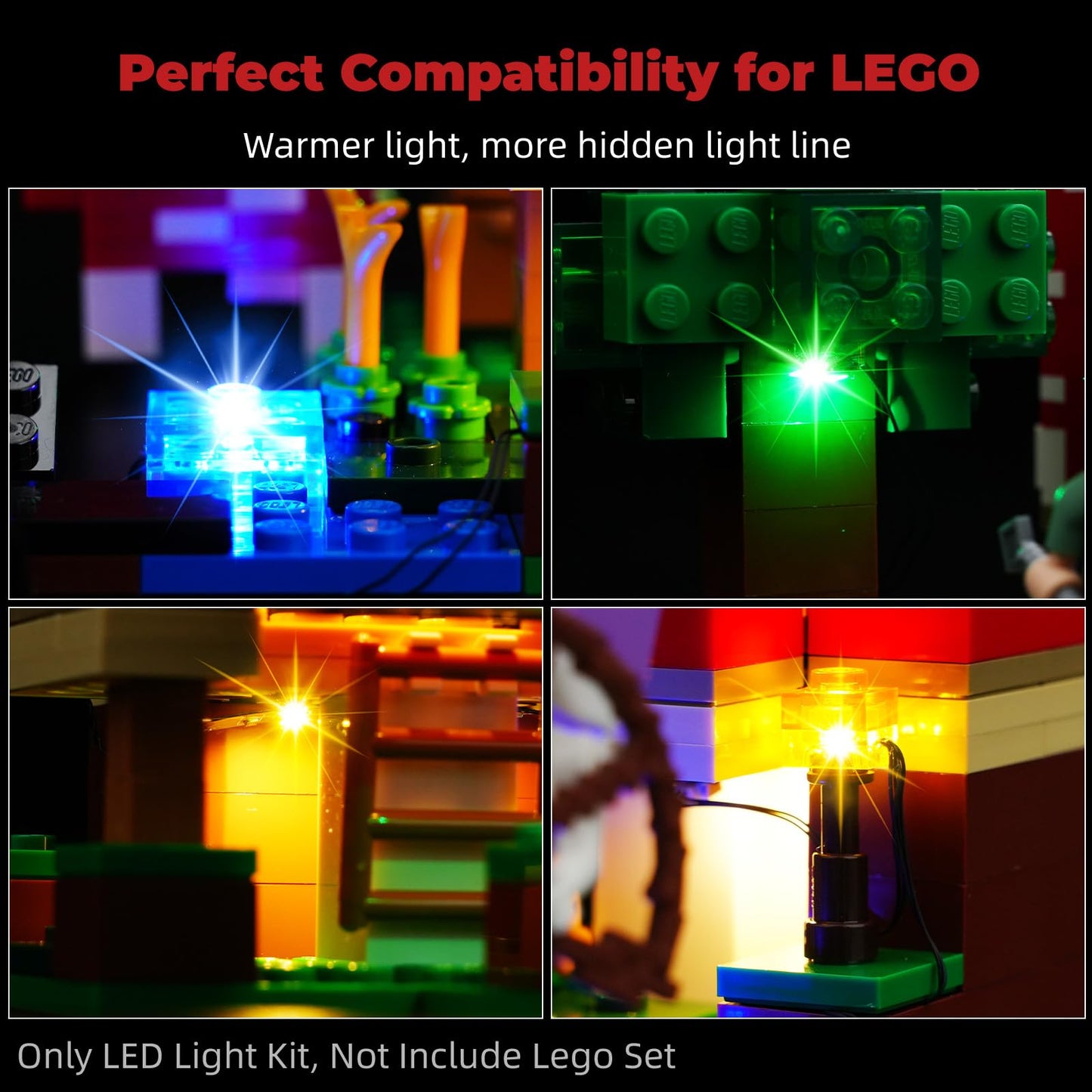 Rorliny Led Light Kit For Lego Minecraft The Mushroom House 21179 Building Kit, Lighting Set Compatible With Lego 21179 (Lights
