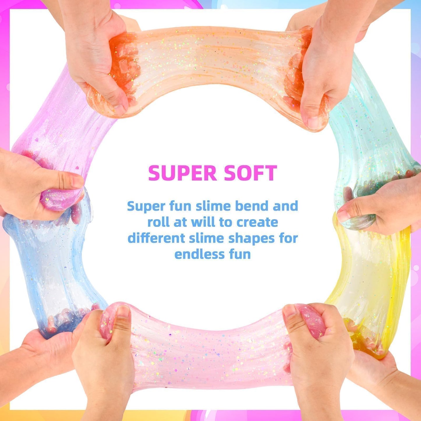 6 Pack Valentine'S Day Clear Slime Kit, Rich Colors Crystal Easter Slime For Girls And Boys 4-12, Kids Birthday Party Favor Gift