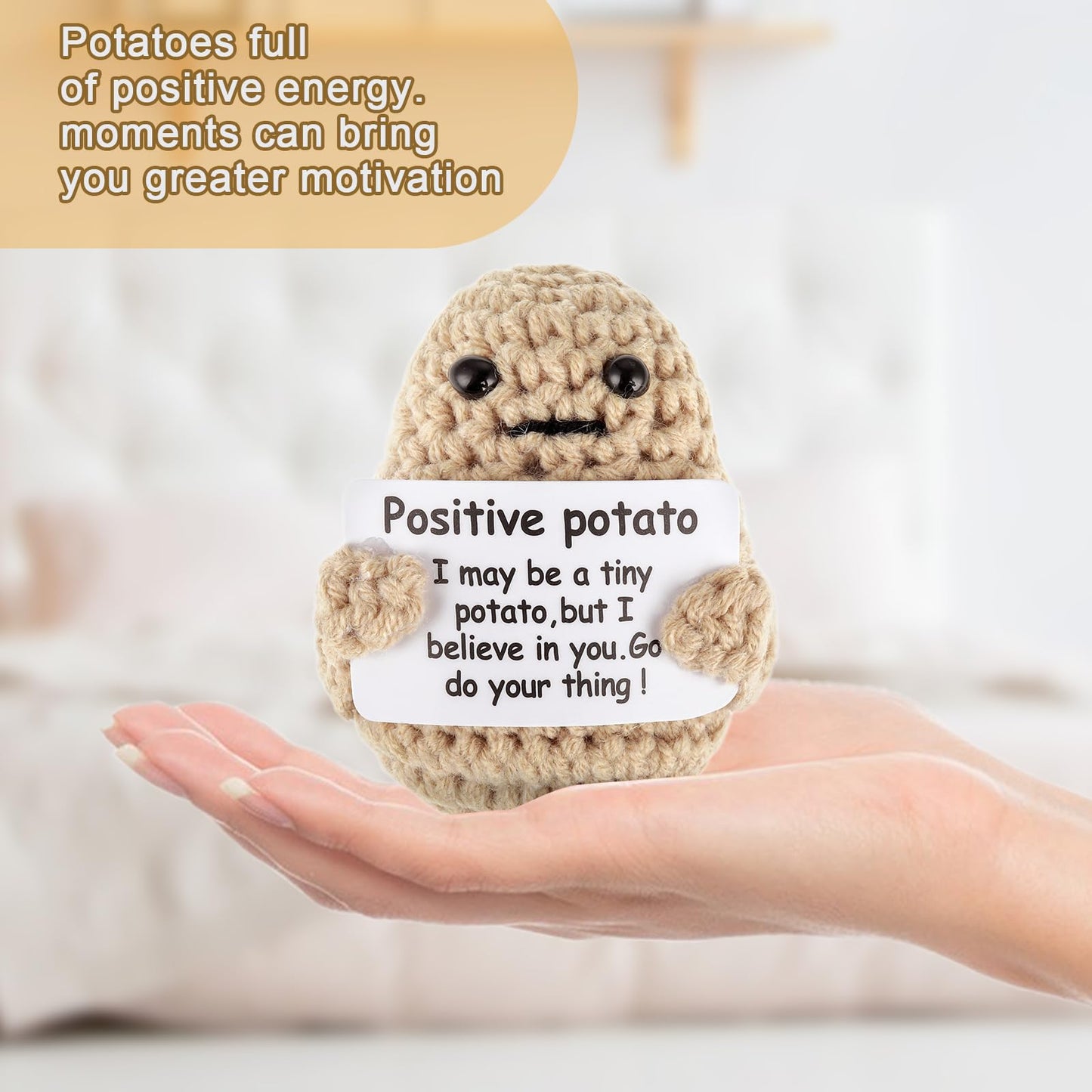Grevosea 2 Pieces Mini Funny Knitted Potato, 3 Inch Potato Doll Crochet Cute Wool Funny Knitted Doll With Active Card Cheer Up Gifts For Christmas Birthday Friends Party Decoration Encouragement