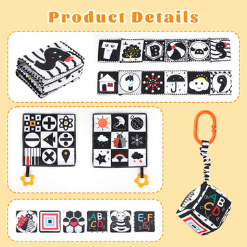 Ajsupojouet 3 Pcs High Contrast Baby Toys For Newborn Toys