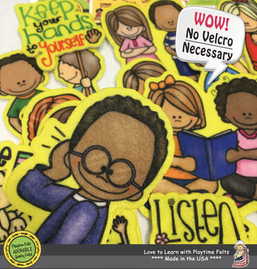 Manners Matter | 18 PRECUT & READY TO PLAY Felt Figures for Flannel Board Teaching for Toddlers, Preschoolers and Kindergarten -