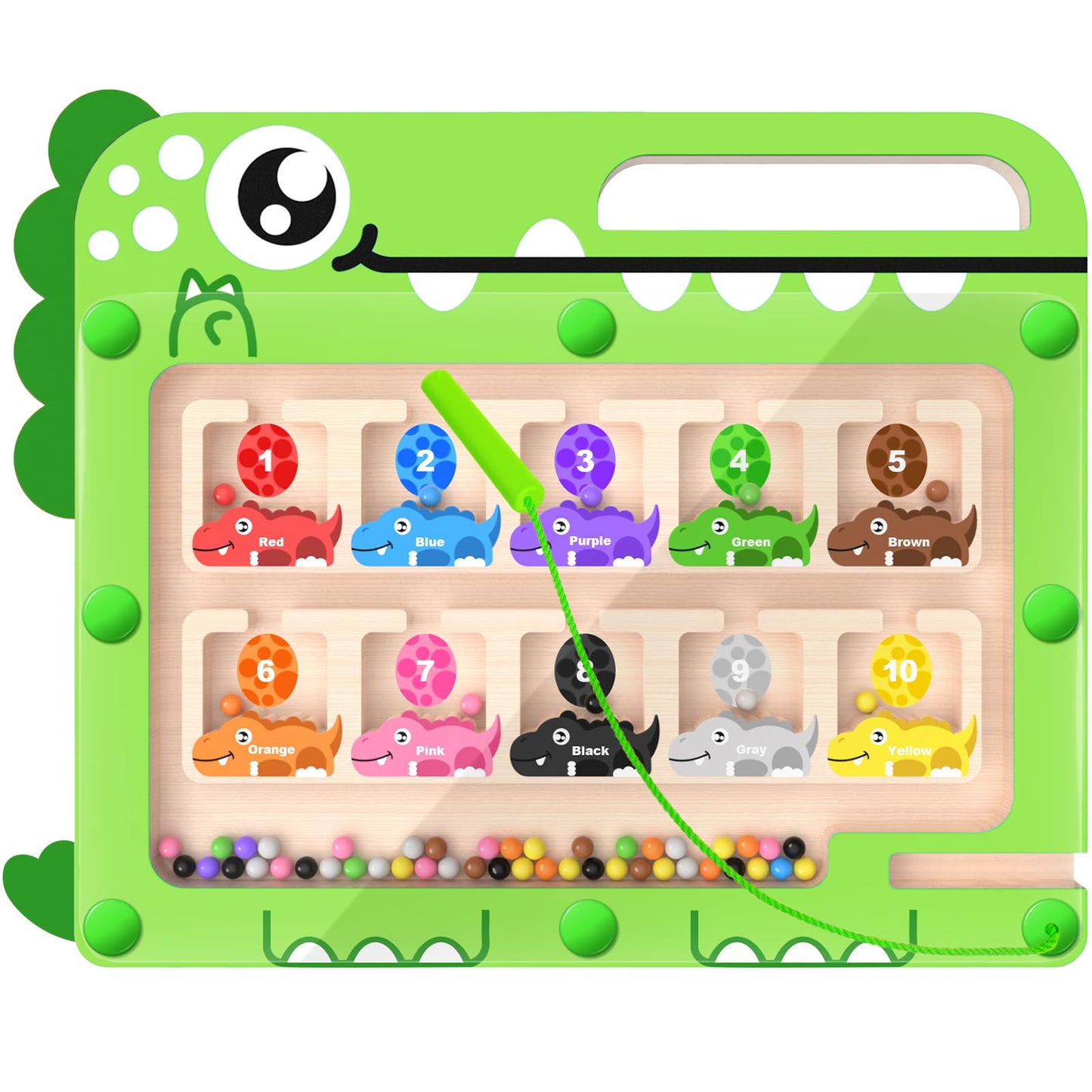 Funmission Magnetic Color And Number Maze, Montessori Toys, Wooden Puzzle Activity Board For 3+ Year Old Kids, Counting & Color