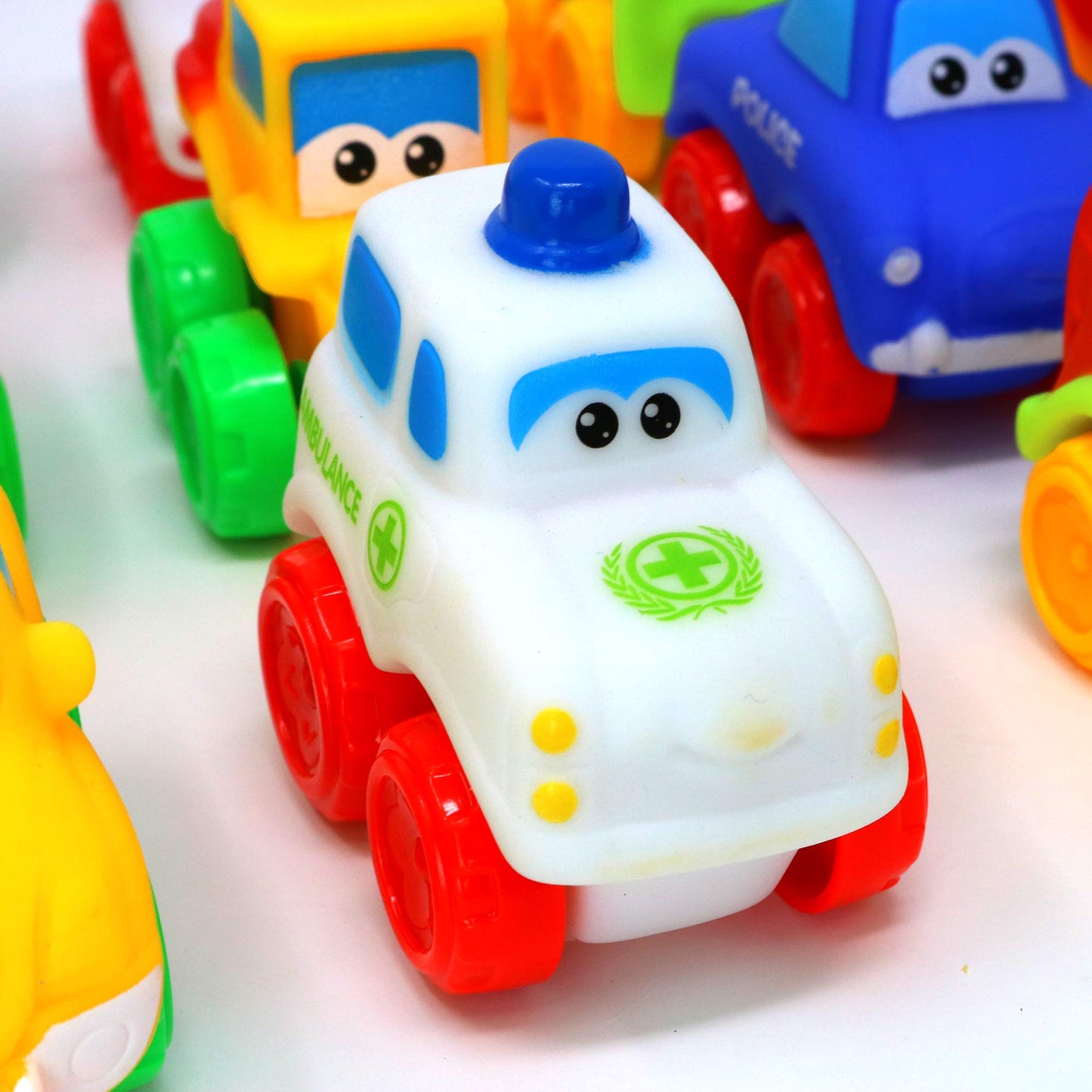 Big Mo's Toys Soft Rubber Baby Cars Set - 12 Multicolor Small Vehicles for Toddlers and Babies