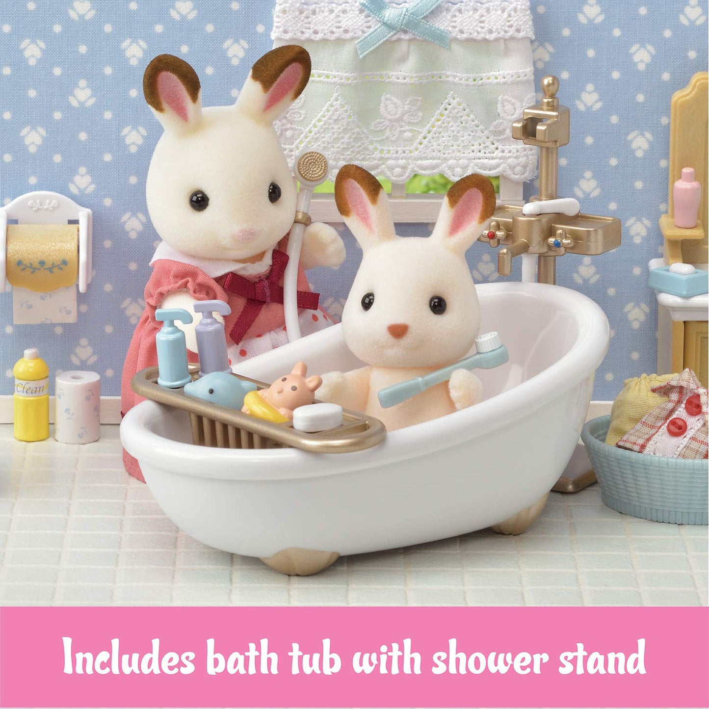 Calico Critters Country Bathroom Set - Toy Dollhouse Furniture And Accessories Set For Ages 3+