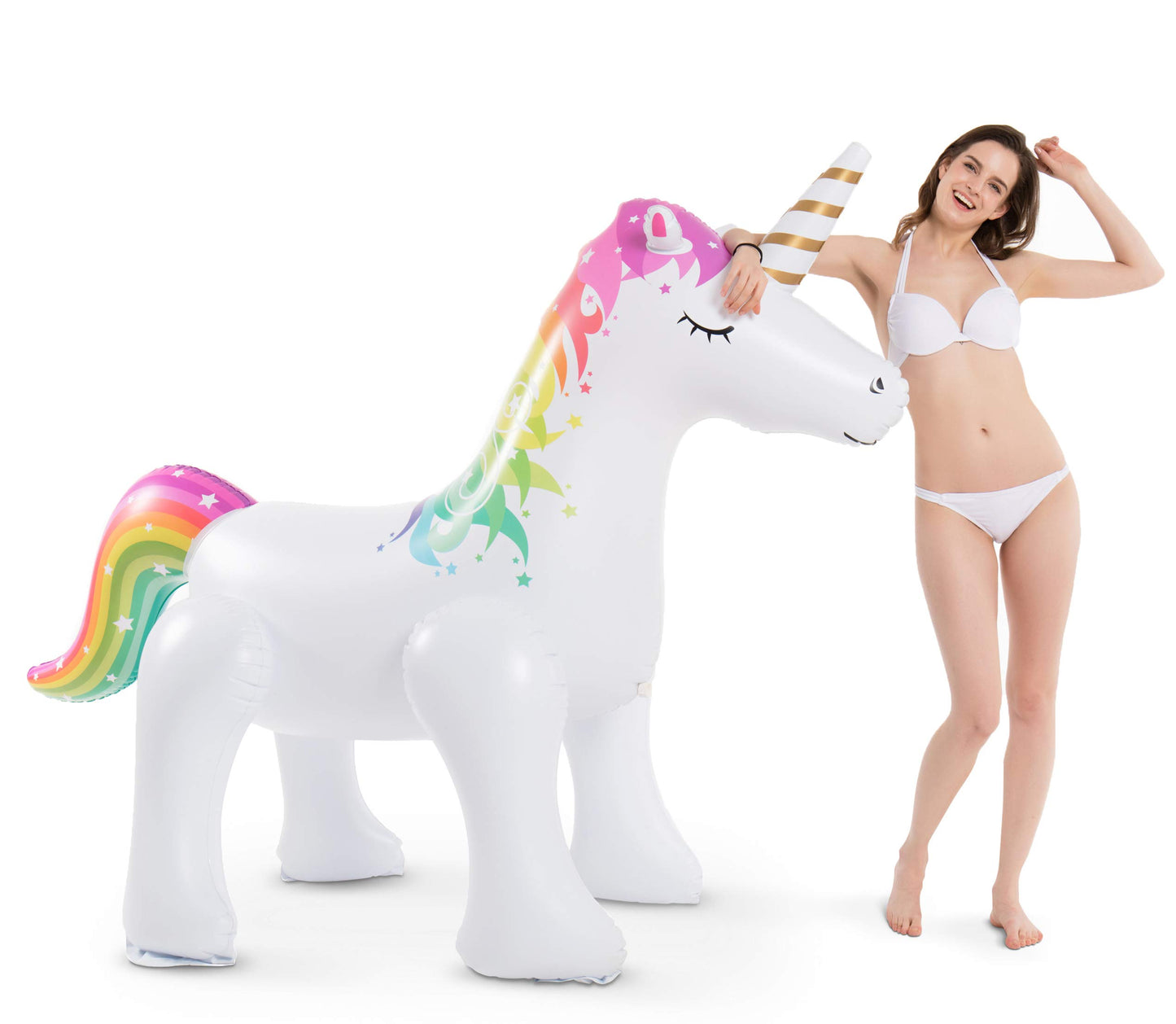 Jasonwell Unicorn Sprinkler Inflatable Unicorn Water Toys Outdoor Inflatable Ginormous Unicorn Yard Sprinkler For Kids (L)