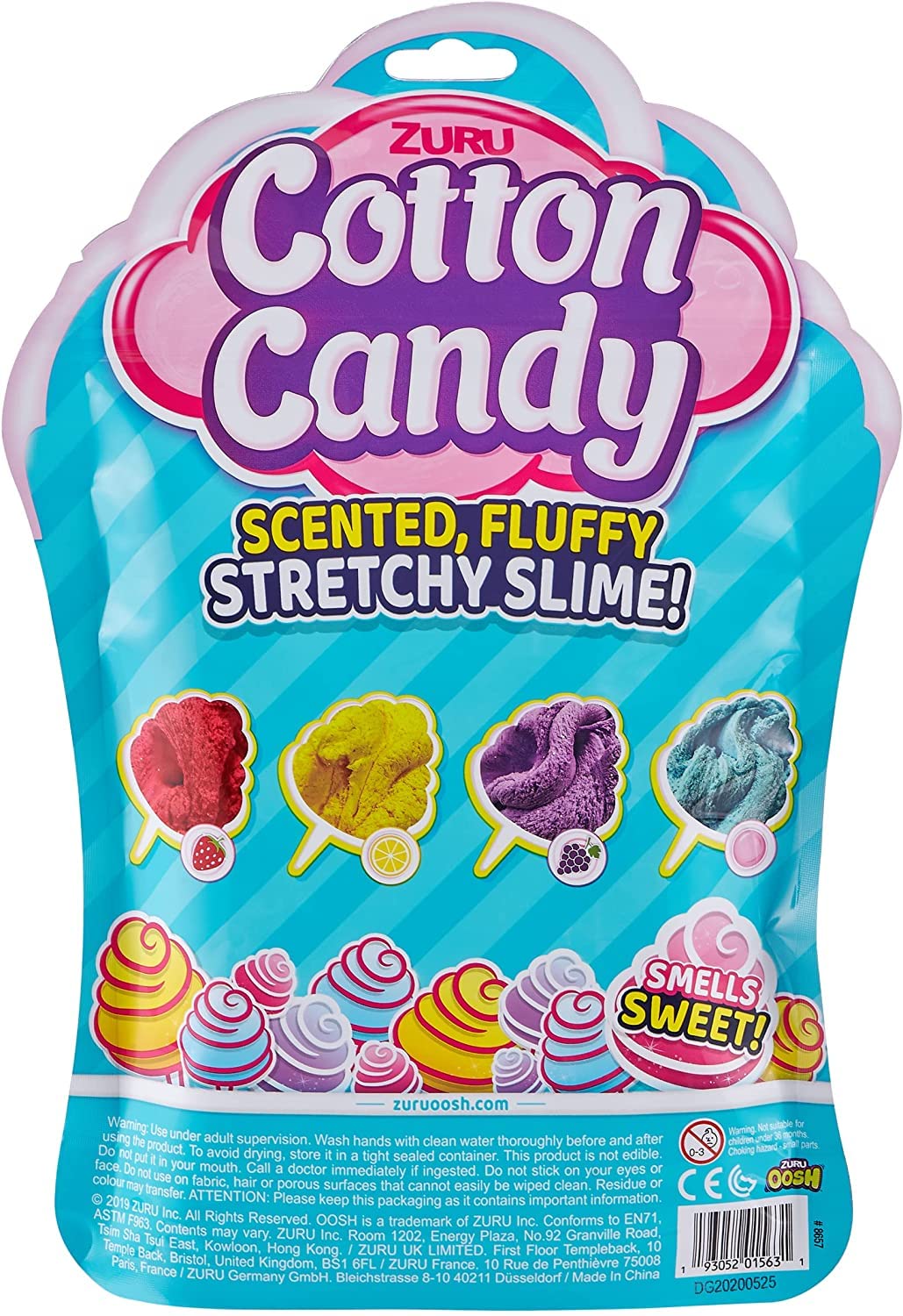 Oosh Cotton Candy Slime (Blue Bubble Gum Scent) By Zuru Scented Fluffy, Soft, Sparkle, Stress Relief, Party Favors, Super Stretc