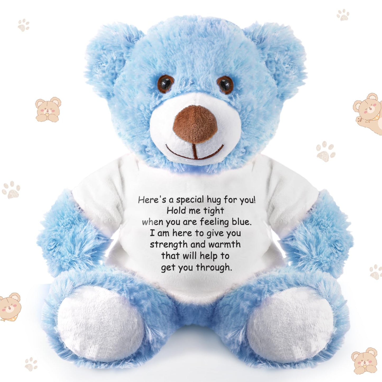 Lenwen A Bear Hug Gift Get Well Soon Bear Gift Sympathy Gift For Women Plush Stuffed Animal Bear Hug Thinking Of You Gift Condolences Memorial Loved(Blue)