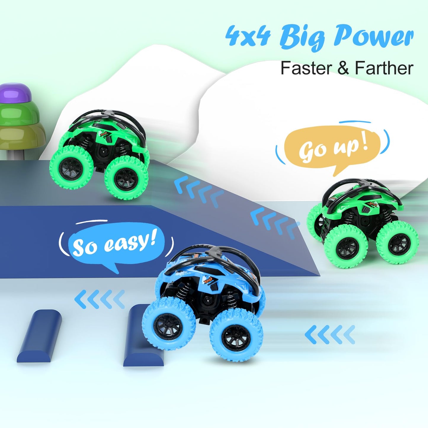 Guiguzhj 2 Pack Car Toys For 3 4 5 6 Year Old Boy Girl, Pull Back Cars Toys For Toddler Age 3-6, Monster Trucks Pull Back Vehicl