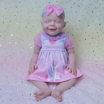 Aisite Realistic Reborn Baby Dolls - 18 Inch Full Silicone Baby Girl Eyes Closed, Christmas&Birthday Gifts, Suitable For 3+