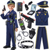 Qivbicy Police Costume for Kids - 11PCS Police Uniform Set, Navy Blue, S: 3-5Y, Nylon Material, Ideal for Role Play and Halloween
