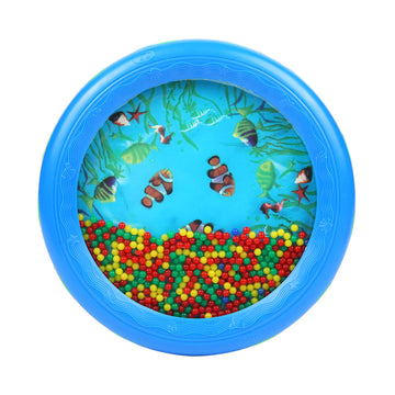 Musfunny Ocean Drum - Blue Plastic Wave Bead Drum for Kids, Gentle Sea Sound Musical Educational Tool
