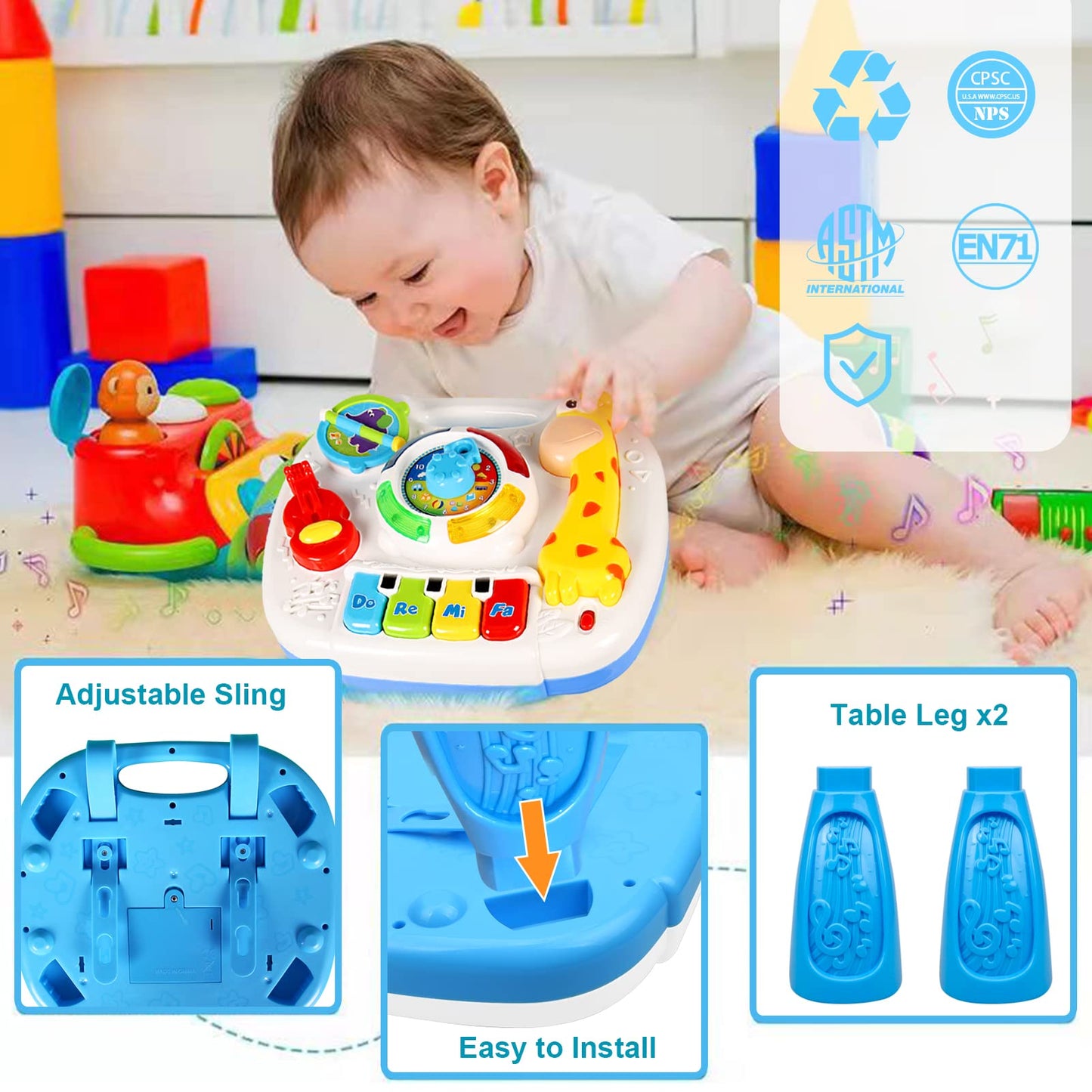 Hqxbnby Musical Learning Table - Baby Toys For 6-12 Months, 1-3 Year Olds - Early Education Activity Center - Toddler Birthday Gifts