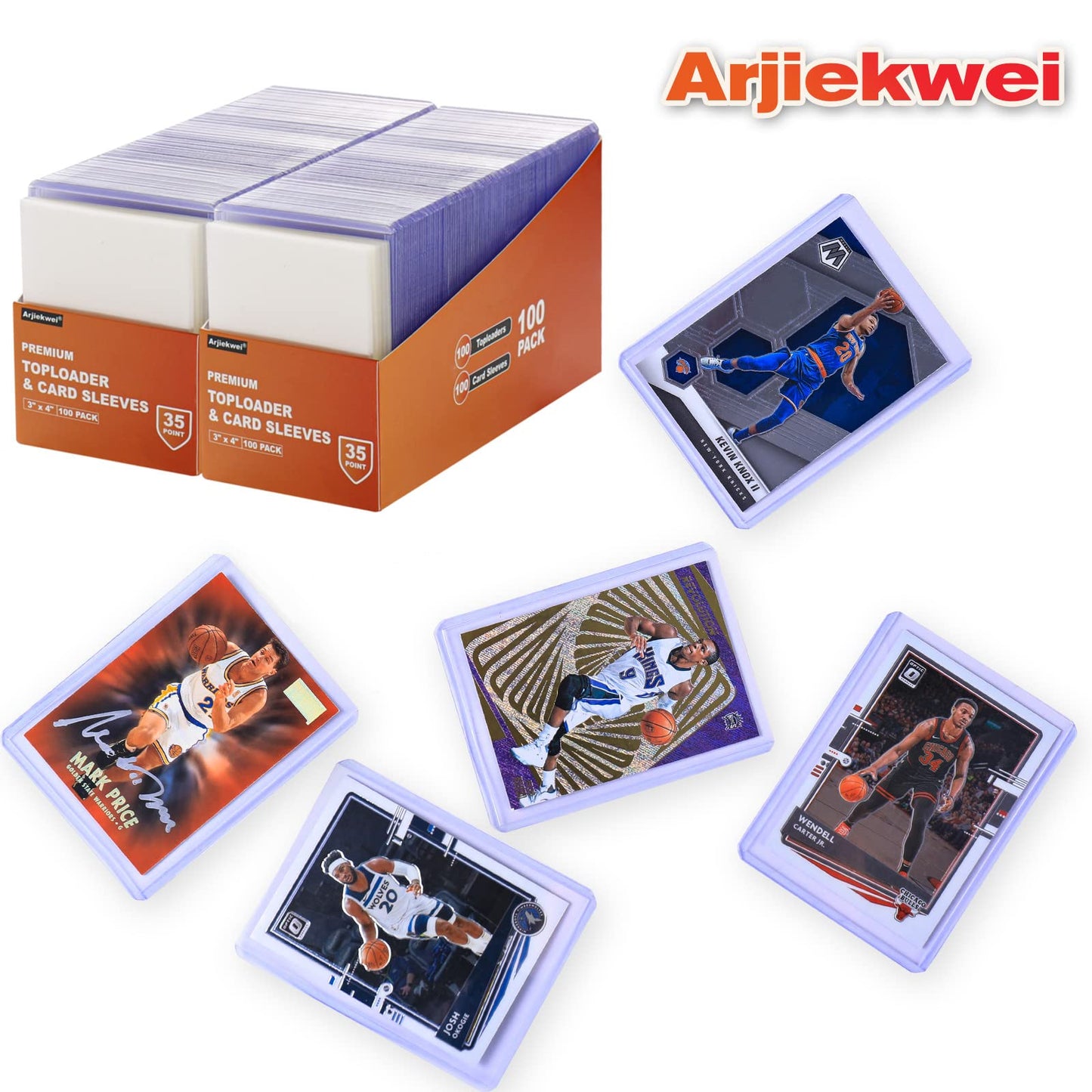 400 Card Sleeves Top Loaders For Cards, Arjiekwei 3'X4' Baseball Card Protectors Hard Plastic, Premium Toploaders Card Holder For Sports Football Trading Cards (200 Toploaders + 200 Penny Sleeves)