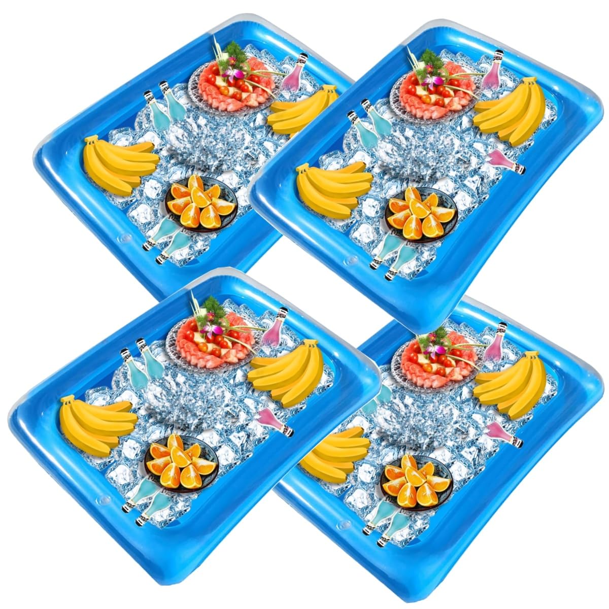Supoice 4 Pack Inflatable Salad, Food, Drink Buffet Cooler Tray Inflatable Serving Bar/Bufft Cooler Perfect For Bbq, Picnic, Pool Party