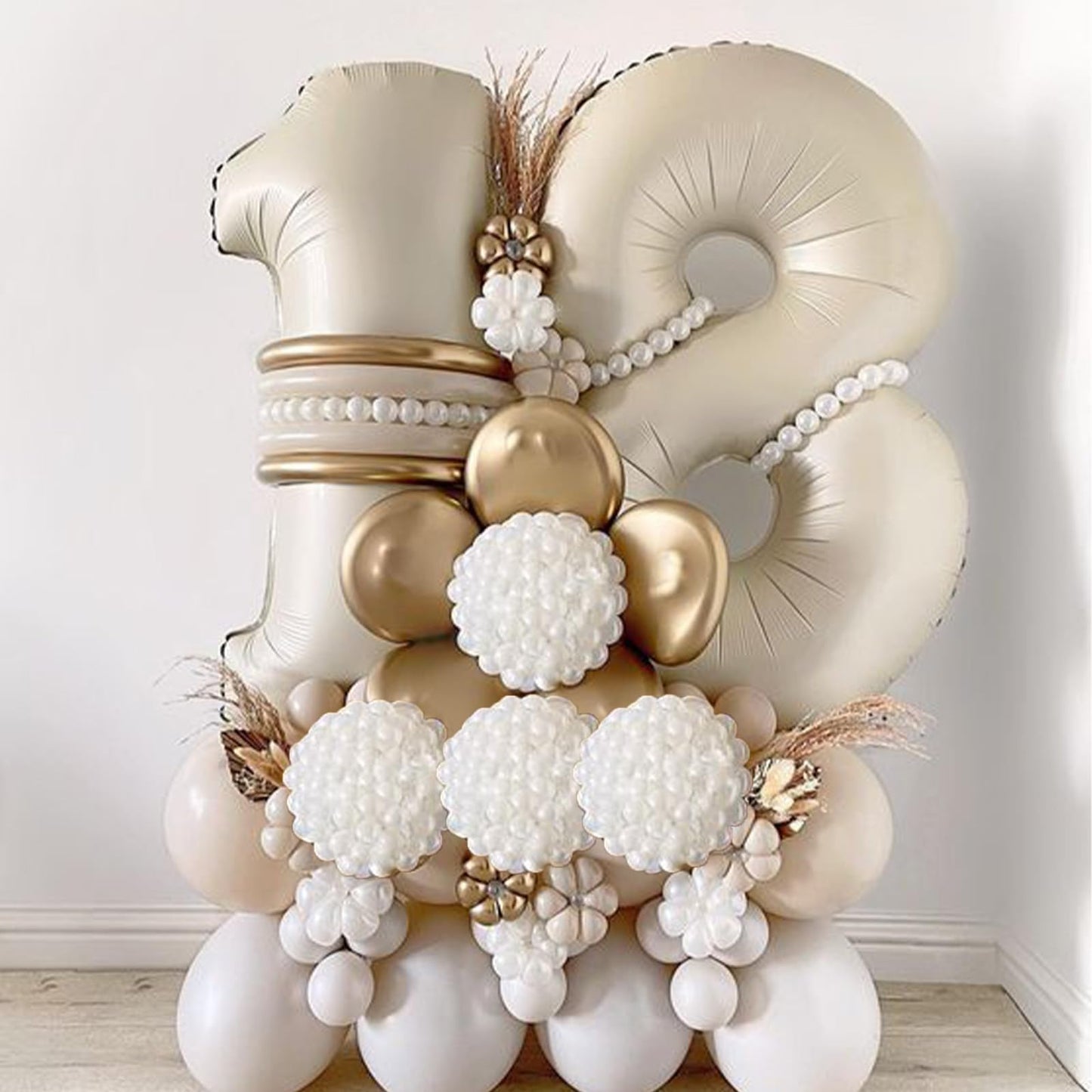40 Inch Cream White 9 Balloon Numbers, Large Number 9 Balloon Foil Helium Number Balloons, Big 9 Mylar Birthday Balloons for Boy