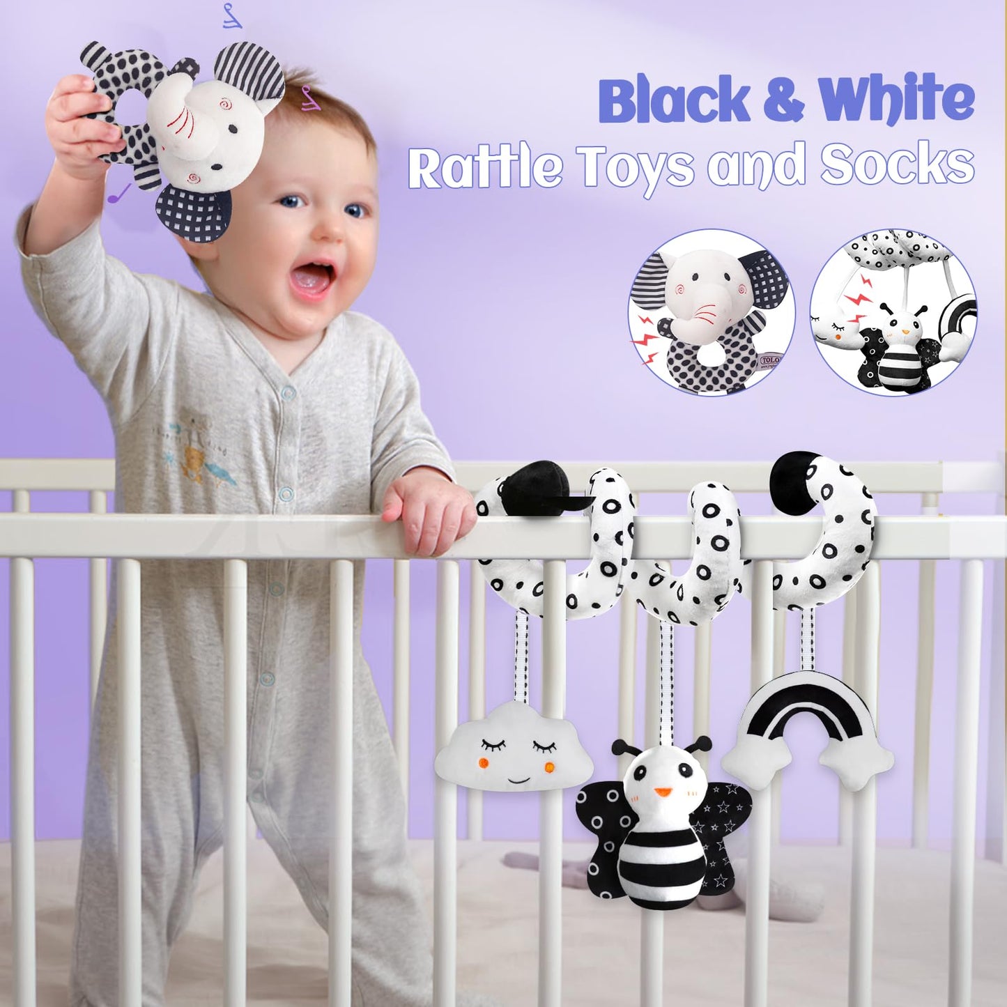 Black And White Sensory Toys For Babies,Montessori Toys For Babies,High Contrast Baby Toys For Toddlers Kids Early Learning Newb