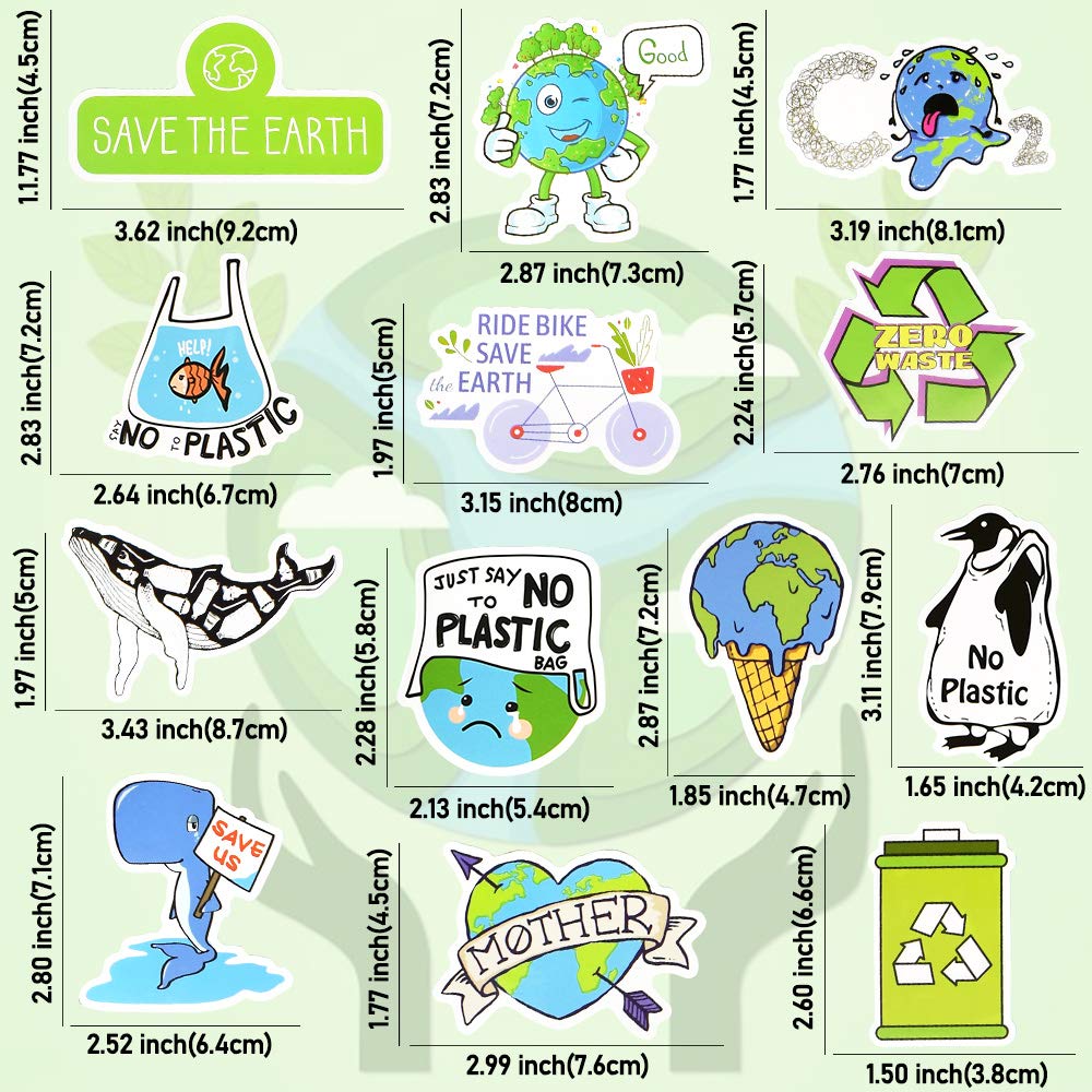 Qtl Stickers For Kids Earth Stickers Water Bottle Stickers For Teens Girls Environmental Stickers For Laptop Waterproof Stickers