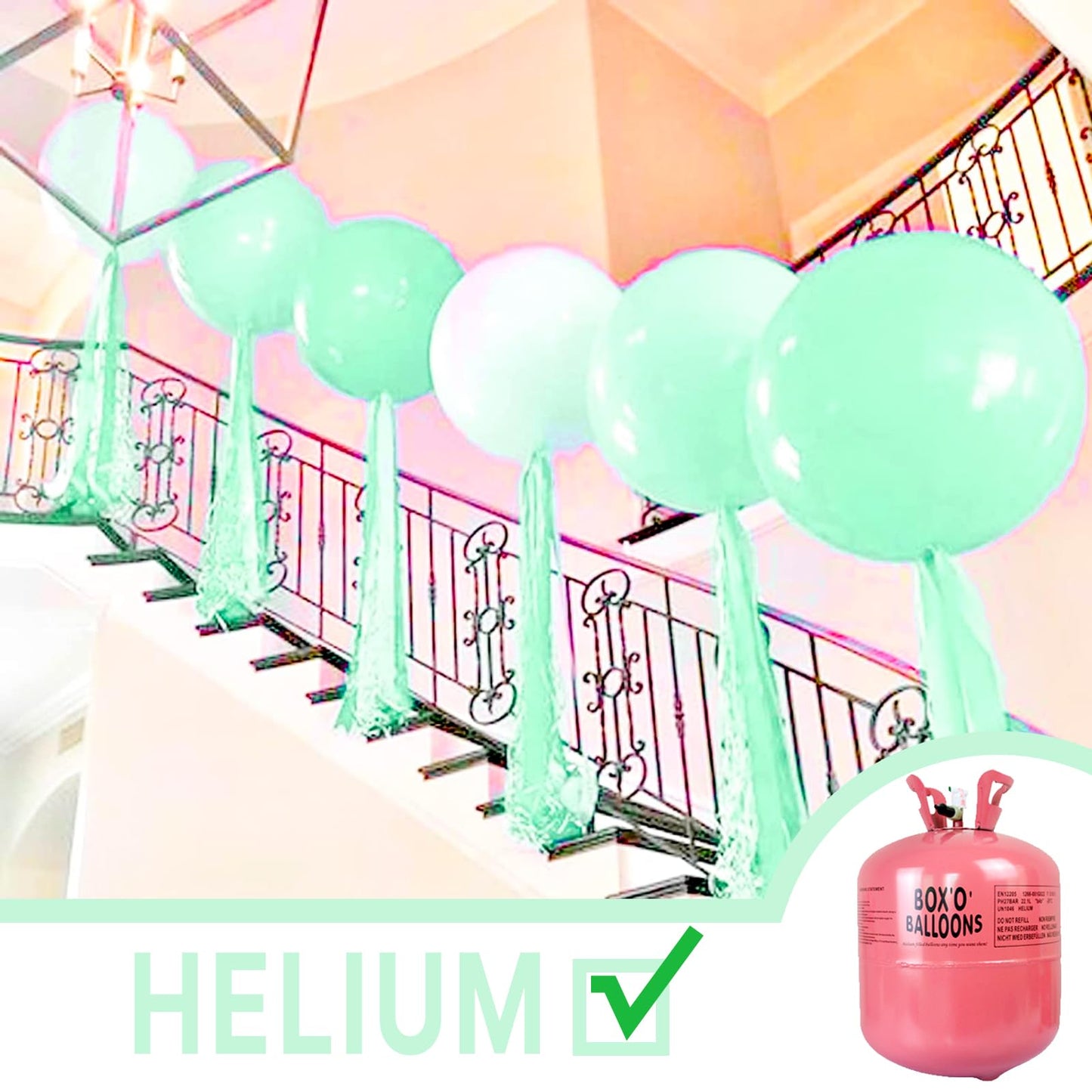 Partywoo Mint Green Large Balloons, 4 Pcs 36 Inch Balloons, Pastel Mint Green Big Balloons, Pastel Mint Giant Balloons, Jumbo Balloons For Birthday Party Decorations, Baby Shower Decorations, Mint-Q06