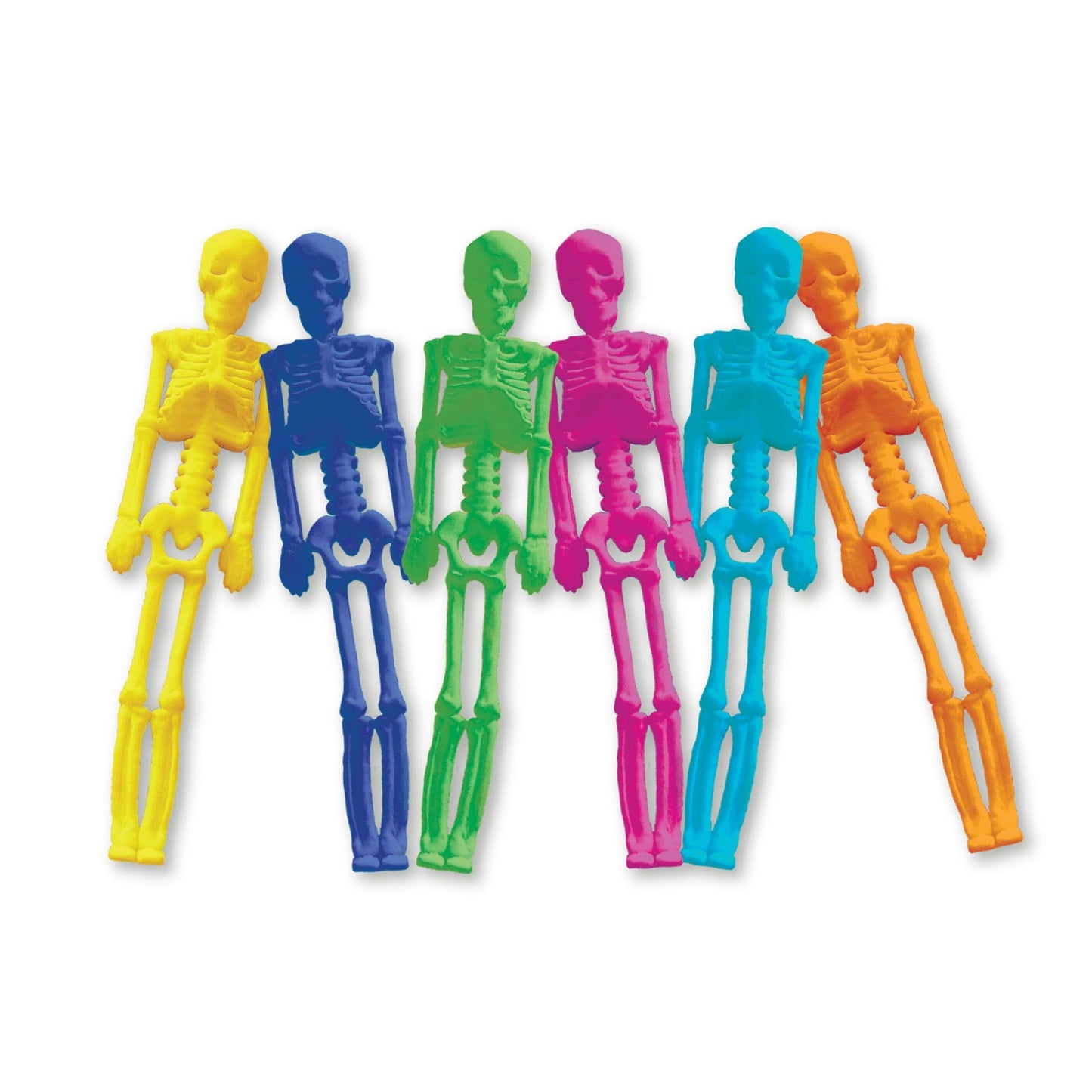 Stretchibones - Skeleton from Deluxebase. Pack of 3 Colourful Stretchy Skeleton Fidget Toys Novelty Squishy Animals for Sensory
