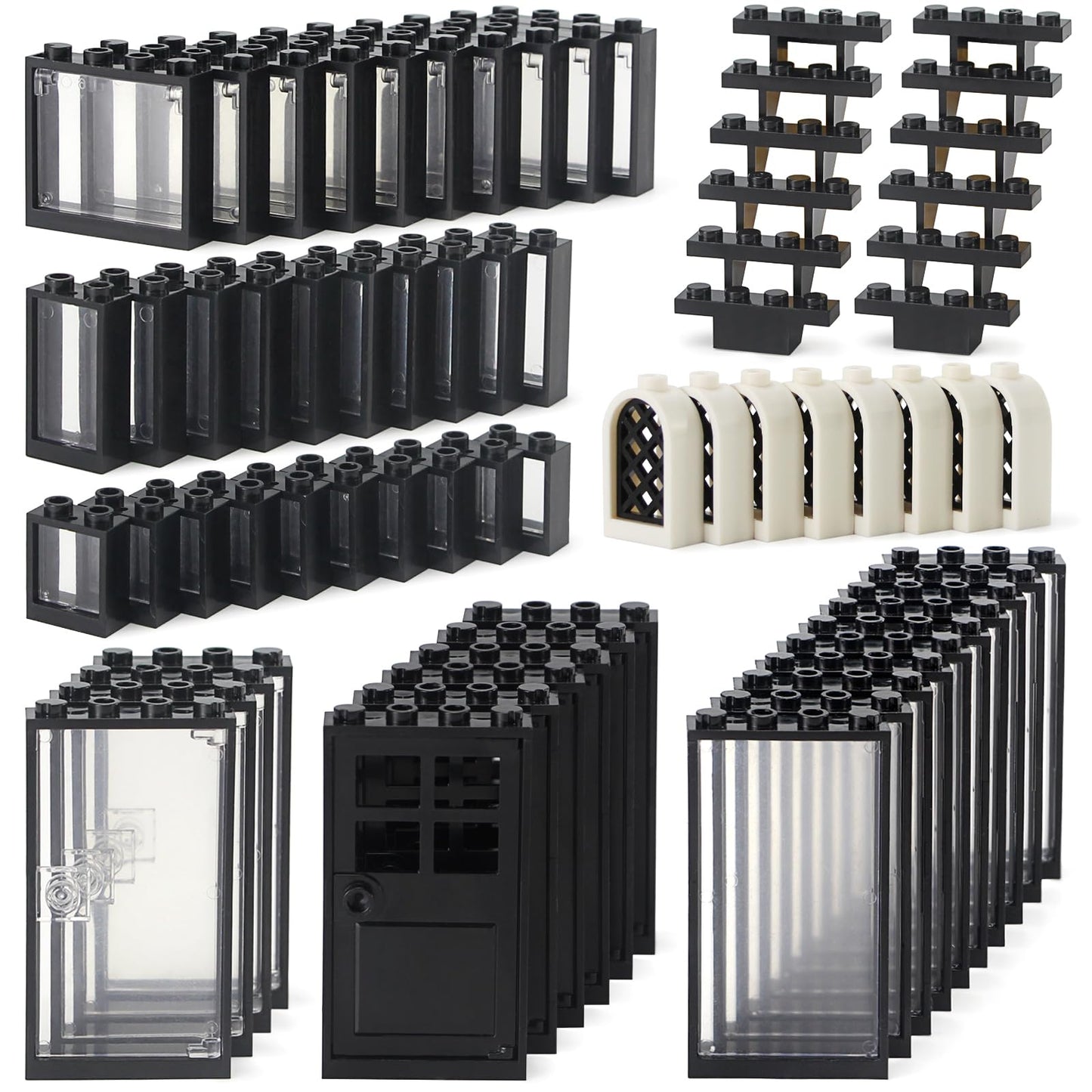 Feleph Windows And Doors Kit Interior Decoration Accessories Moc Building Block Set 118 Pieces And Parts Compatible With Major B