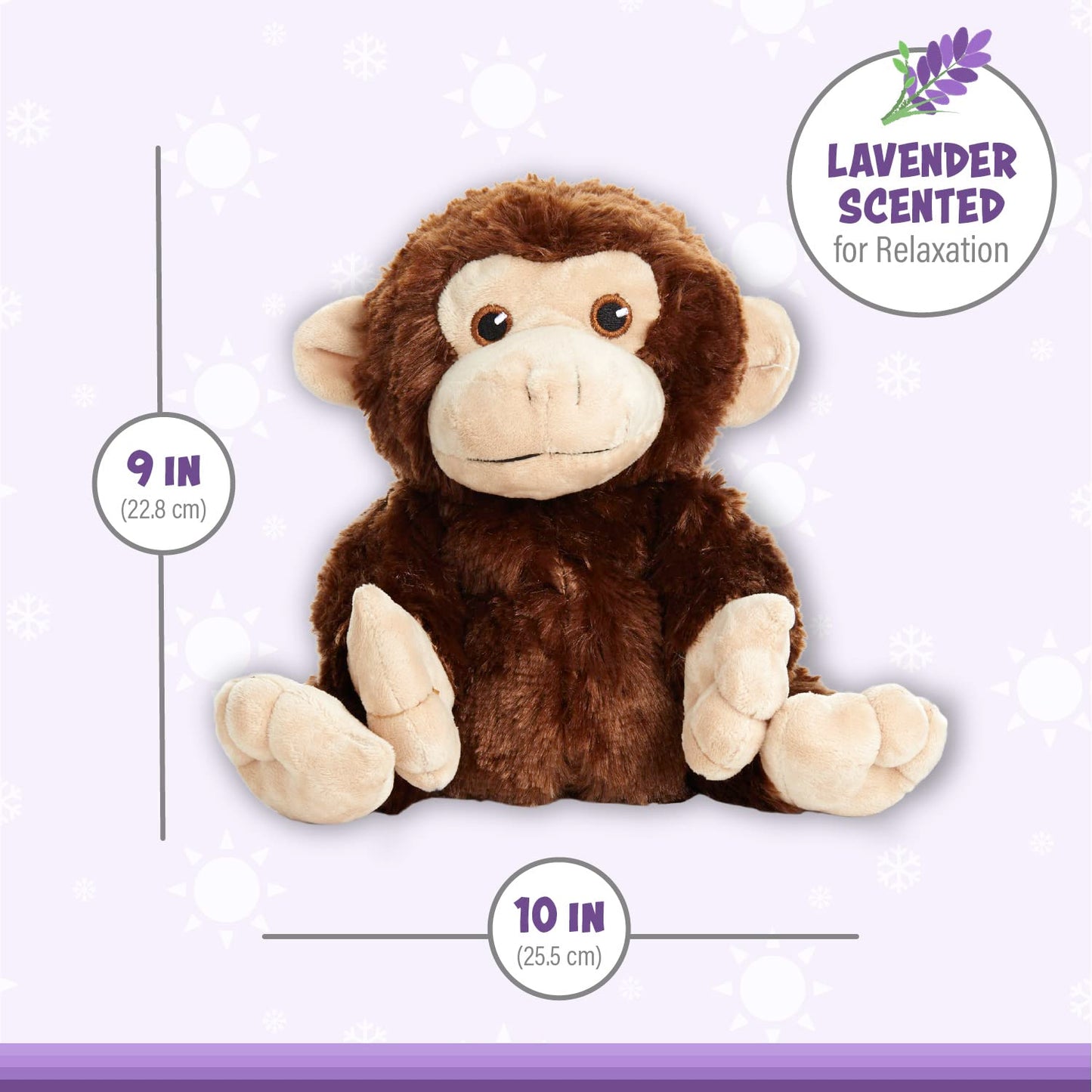 Warm Pals - Marvin The Monkey - 1.5Lbs - Cozy Microwavable Lavender Scented Plush Toys - Heated Stuffed Animal - Heatable Coolab