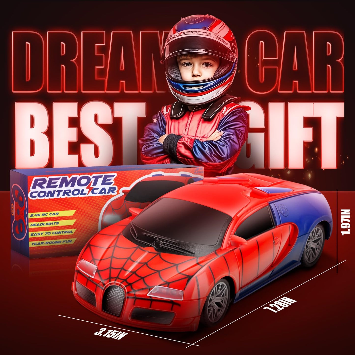 Aooess Remote Control Car Toy for Kids: Spider Rc Cars for Boys Age 4-7 Toy Cars for Boys Age 4-7 Racing Car Toys Spider Toys fo