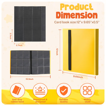 Card Binder 9 Pocket Trading Card Album Folder 20 Pages 360 Card Capacity Sports Card Binder enhanced Card Binders Compatible with MTG TCG Baseball Cards (Yellow)