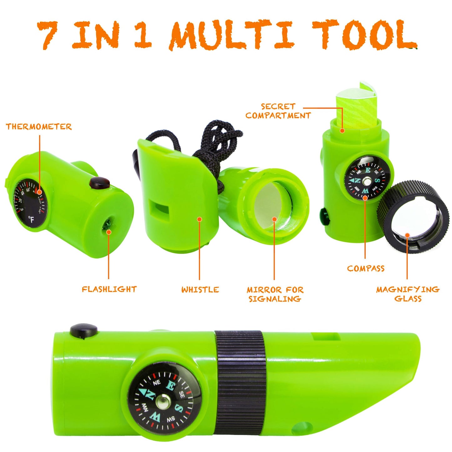 Kidz@Play Bug Hunting Kit, Vest, Hat, Binoculars, Lg. Net, Bug Container, Whistle, Flashlight, Magnifier, Thermostat, Compass (Green)