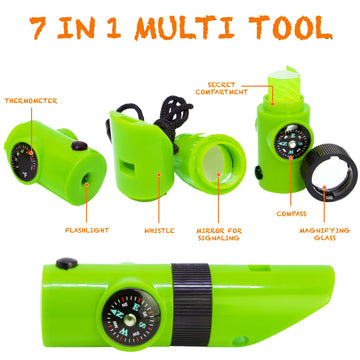 Kidz@Play Bug Hunting Kit, Vest, Hat, Binoculars, Lg. Net, Bug Container, Whistle, Flashlight, Magnifier, Thermostat, Compass (Green)