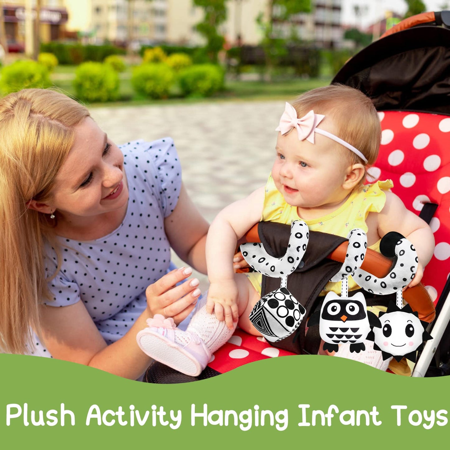 Gkdoms Baby Spiral Hanging Stroller And Car Seat Toys Black And White High Contrast Sensory Toy Newborn Plush Activity Toys Party Favors Quality Gifts For Baby Shower, Easter Basket Stuffers -Owl