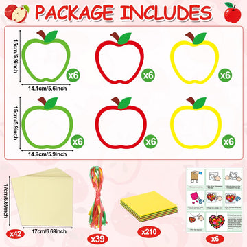 Qyeahkj 36 Set Thanksgiving Apple Suncatchers Crafts for Kids DIY Autumn Window Tissue Paper Craft Kit Hanging Decor for Classro