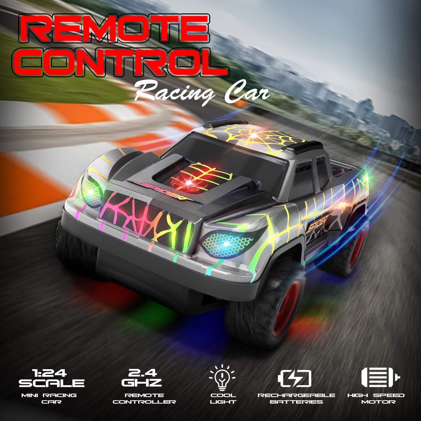 Remote Control Car for Boys 4-7, Mini RC Racing Cars for Kids Ages 3 and up, 2.4Ghz Beginners RC Cars with Cool Light and Rechar