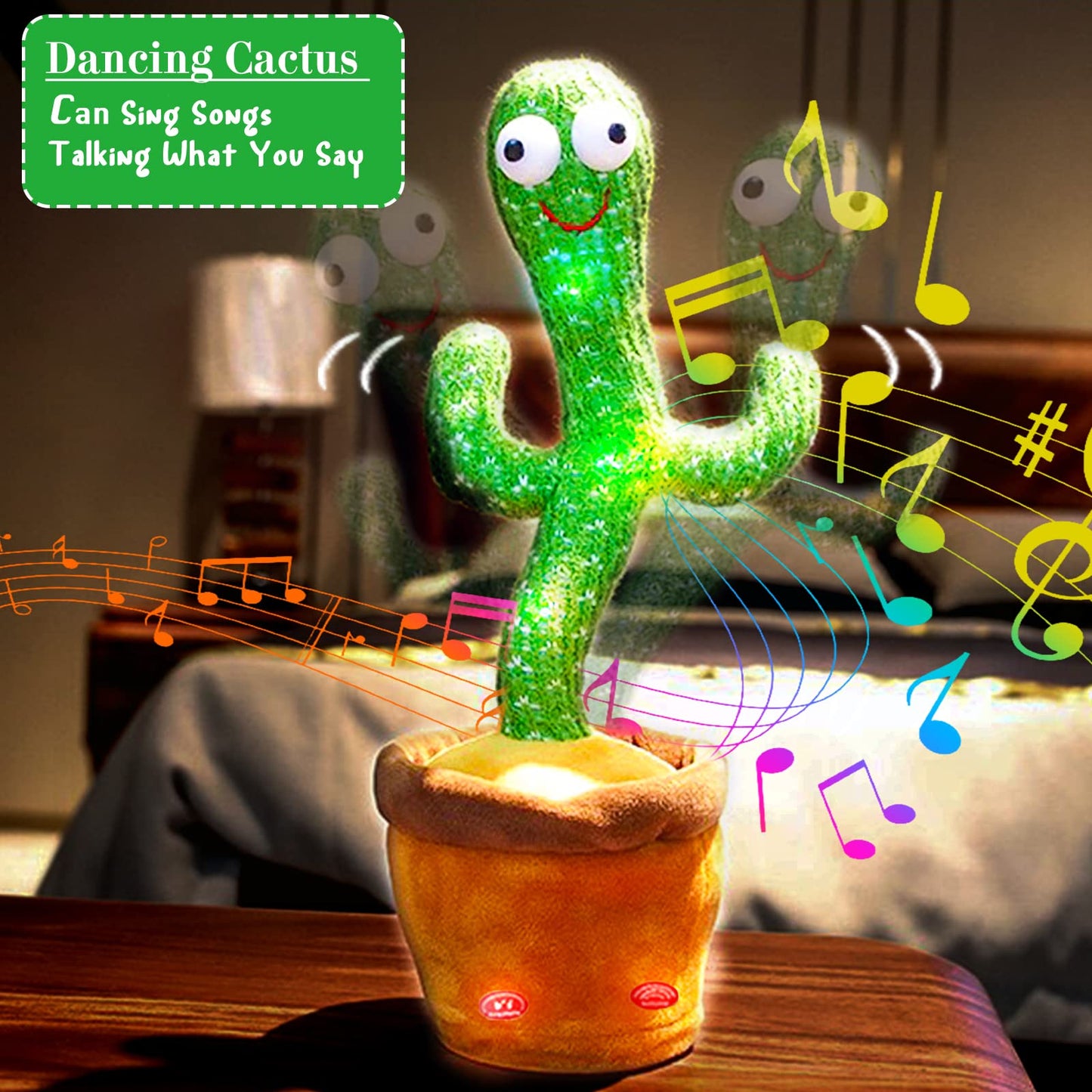 Bighaki808 Talking Cactus Toy, Dancing Cactus Repeats What You Say Electronic Dancing Cactus With Lighting Recording Mimicking C