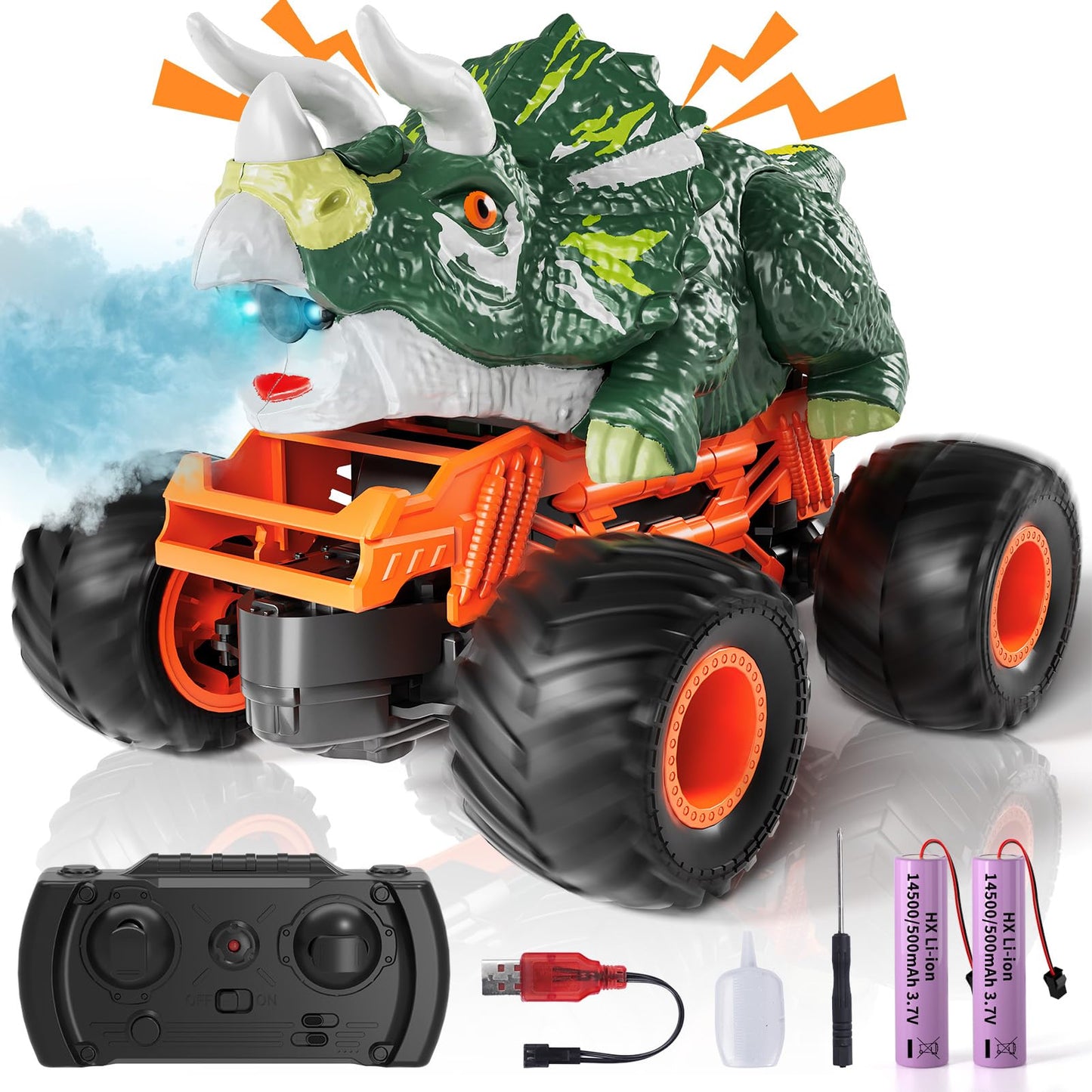 Lilybuds 2.4Ghz Remote Control Dinosaur Car Toys Gifts For 3 4 5 6 Year Old Kids, Remote Control Dino Truck Toys For Kids Boys 3
