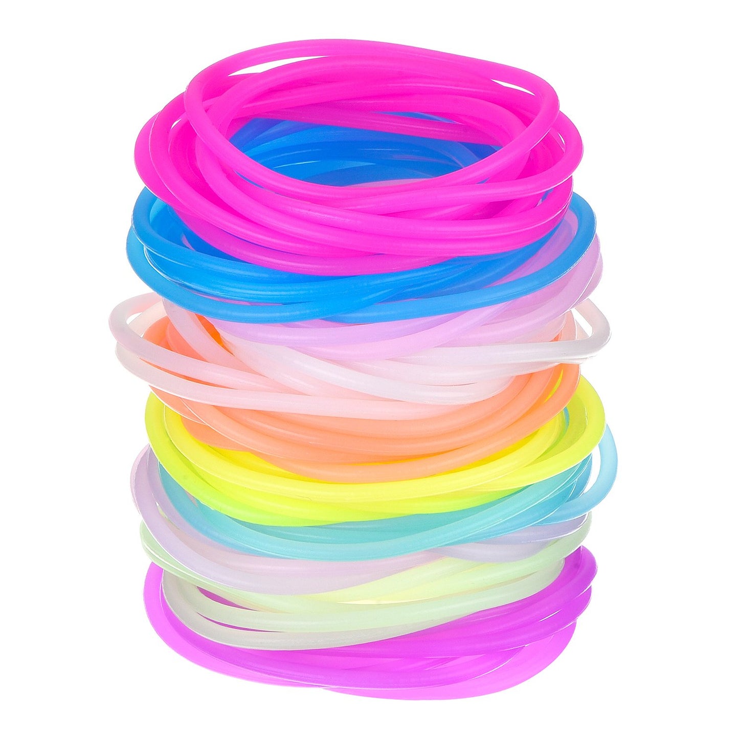 Hotop Multicolor Silicone Jelly Bracelets Hair Ties for Girls Women, 100 Pieces Random Color (Non Luminescent)