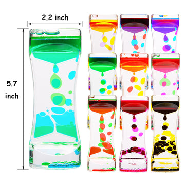 Cailink Liquid Motion Bubbler Timer,10 Pack Liquid Bubbler Relaxing Motion Timer Fidget Calming Toys,Sensory Play For Adults And Kid Stress Management,Colorful Hourglass Desk Decor