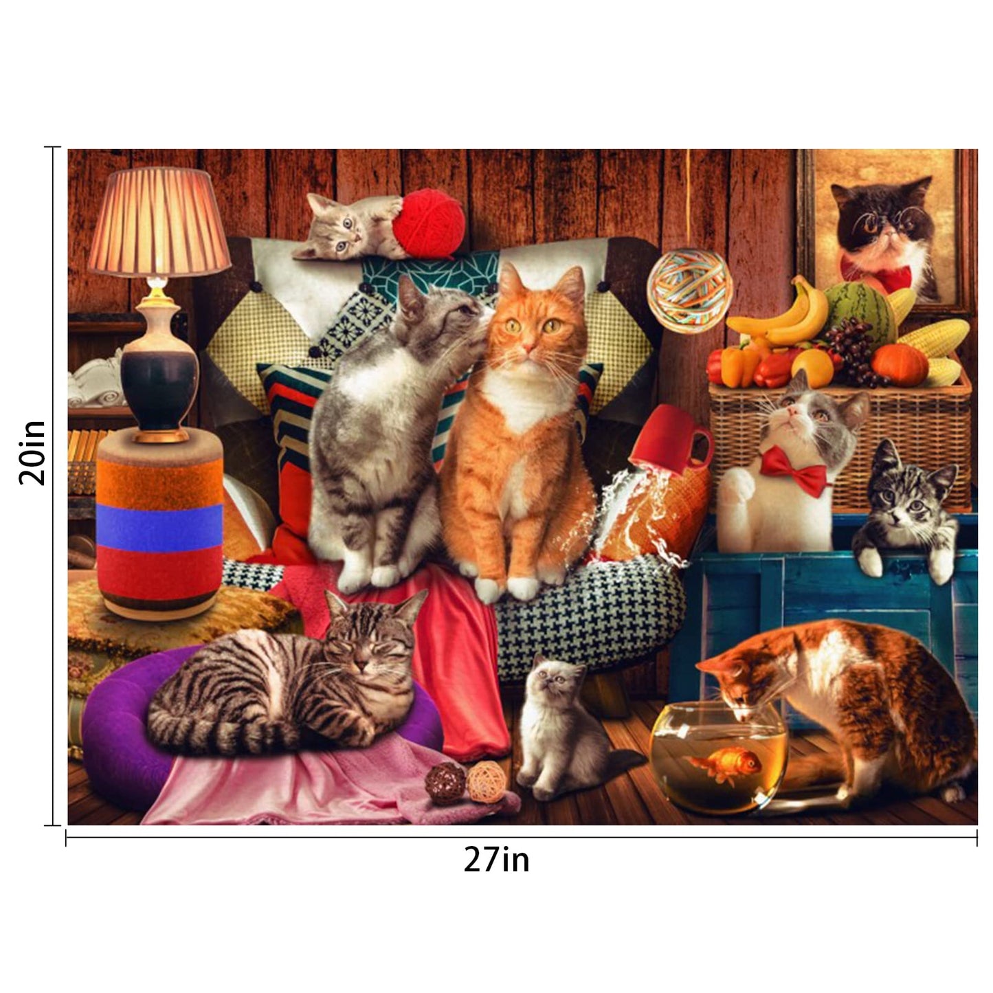 Motiloo Cute Cat Puzzles,Jigsaw Puzzles For Adults 1000 Pieces-Large Size 20'' X 27'',Thicken Cardboard Hight Difficulty Jigsaw