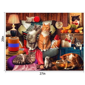 Motiloo Cute Cat Puzzles,Jigsaw Puzzles For Adults 1000 Pieces-Large Size 20'' X 27'',Thicken Cardboard Hight Difficulty Jigsaw