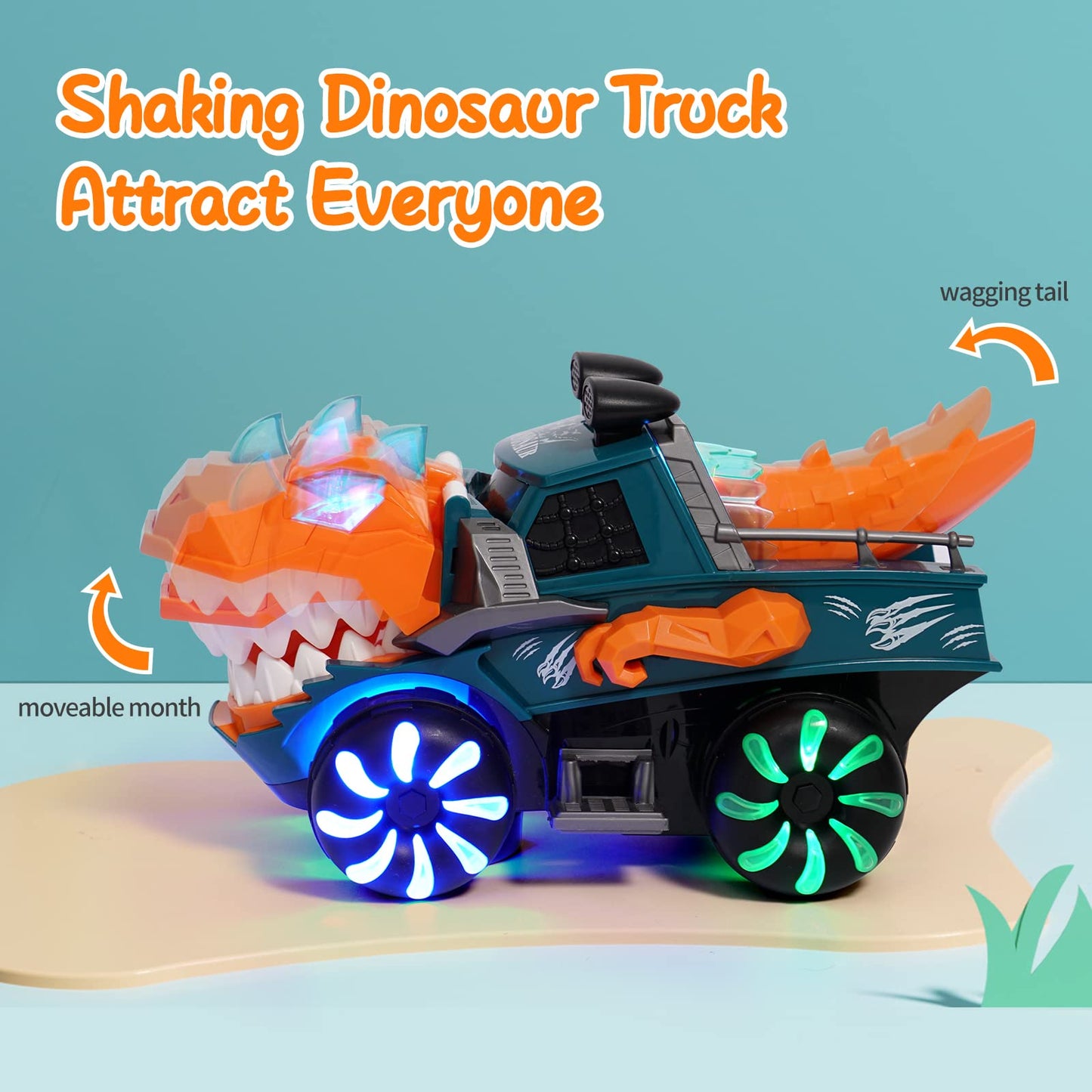 KidsMind Dinosaur Monster Truck for Baby Boy Music and Light Up Toy for Toddlers 1-3,Battery Powered Dino Trucks Toy Ideas for 2