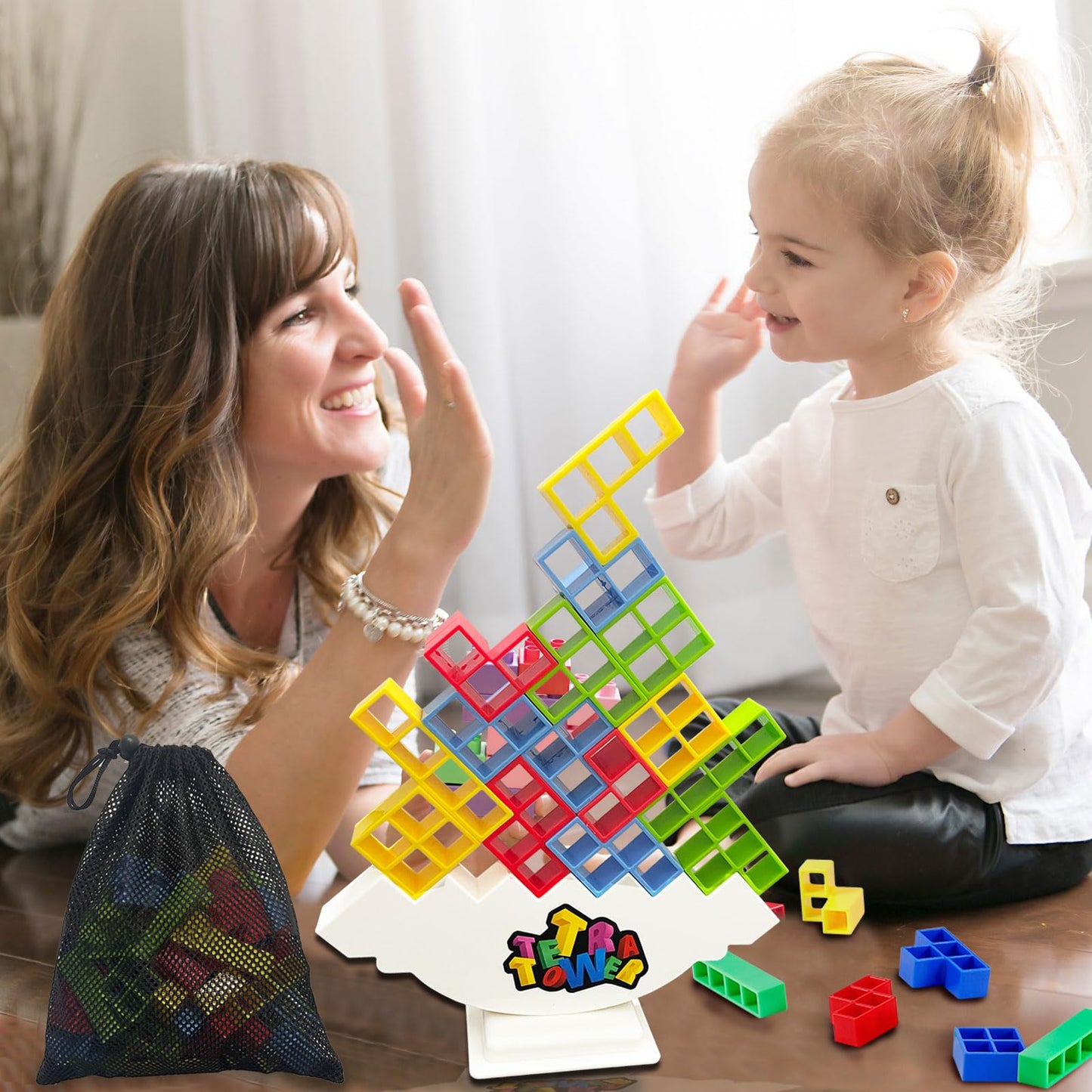 Bnneceu 48Pcs Tetra Tower Stacking Game, Balance And Fun Board Games For Family Games, Parties And Team Building Block Toys
