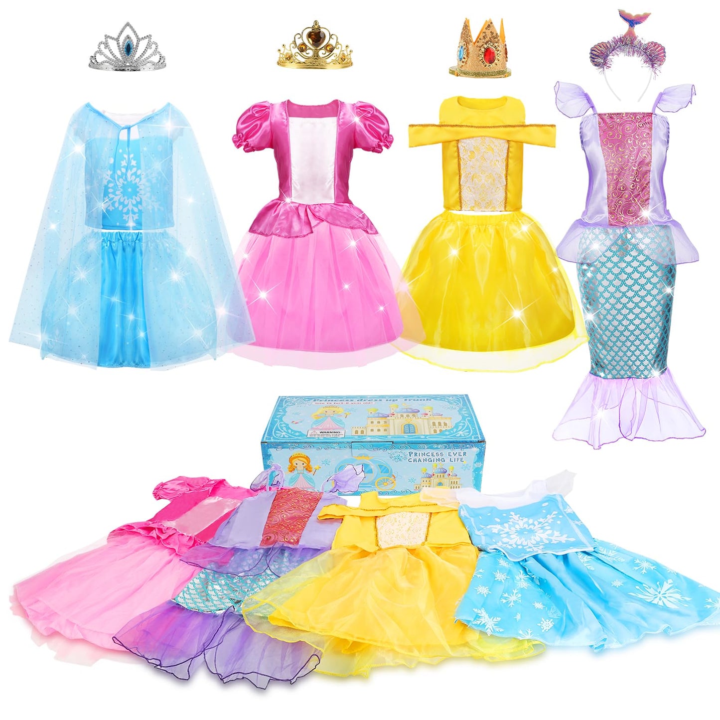 Princess Dresses For Girls, Princess Costume For Girls Age 3 4 5 6 7 8, Dress Up Clothes For Little Girls 3T-4T, 5T-6T, Gift For