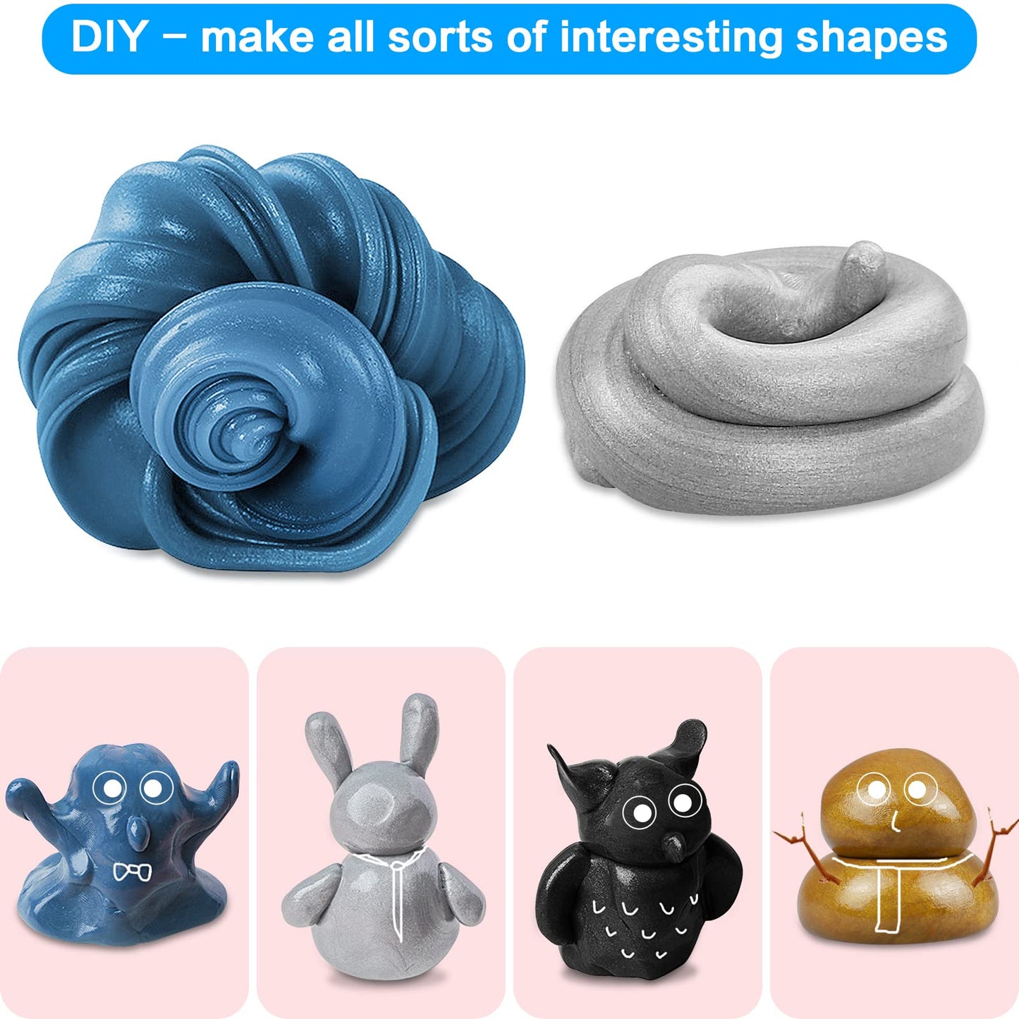 Joypro Magnetic Slime Putty, Magnetic Space Putty Slime With Upgraded Magnet Toys For Kids Adults, Fidget Toy Stress Reliever Puddy Toys For Christmas Birthday Gifts Stocking Stuffers (2 Pack, Blue)