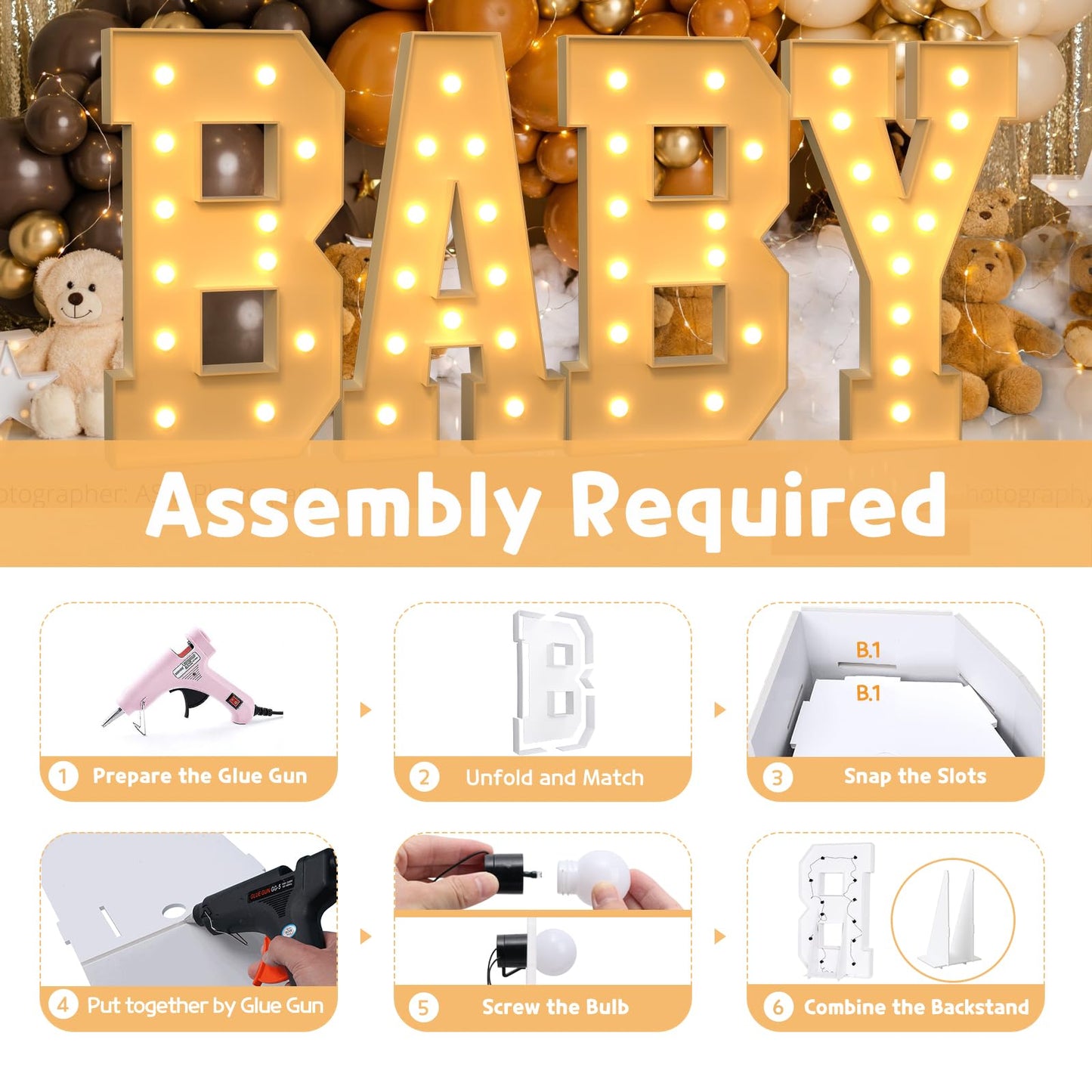 Imprsv 4Ft Marquee Light Up Letters For Birthday Party Decorations Large Marquee Letters For Baby Shower Bridal Shower Anniversa