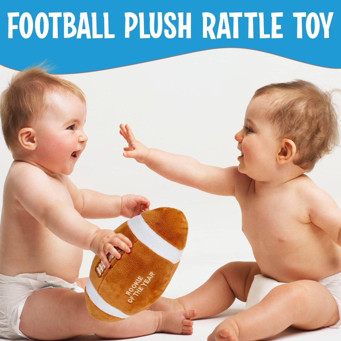 Playbees Baby Football Plush Rattle - Baby Boy Stuff For Gifts, Toddler Football Toys, Baby Rattles & Plush Rings, Engaging Lear