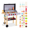 OOOK Wooden Play Barbecue Toy Grill, Kids Grill Playset with Play Food and Grilling Tools, Play Kitchen Accessories for Toddlers