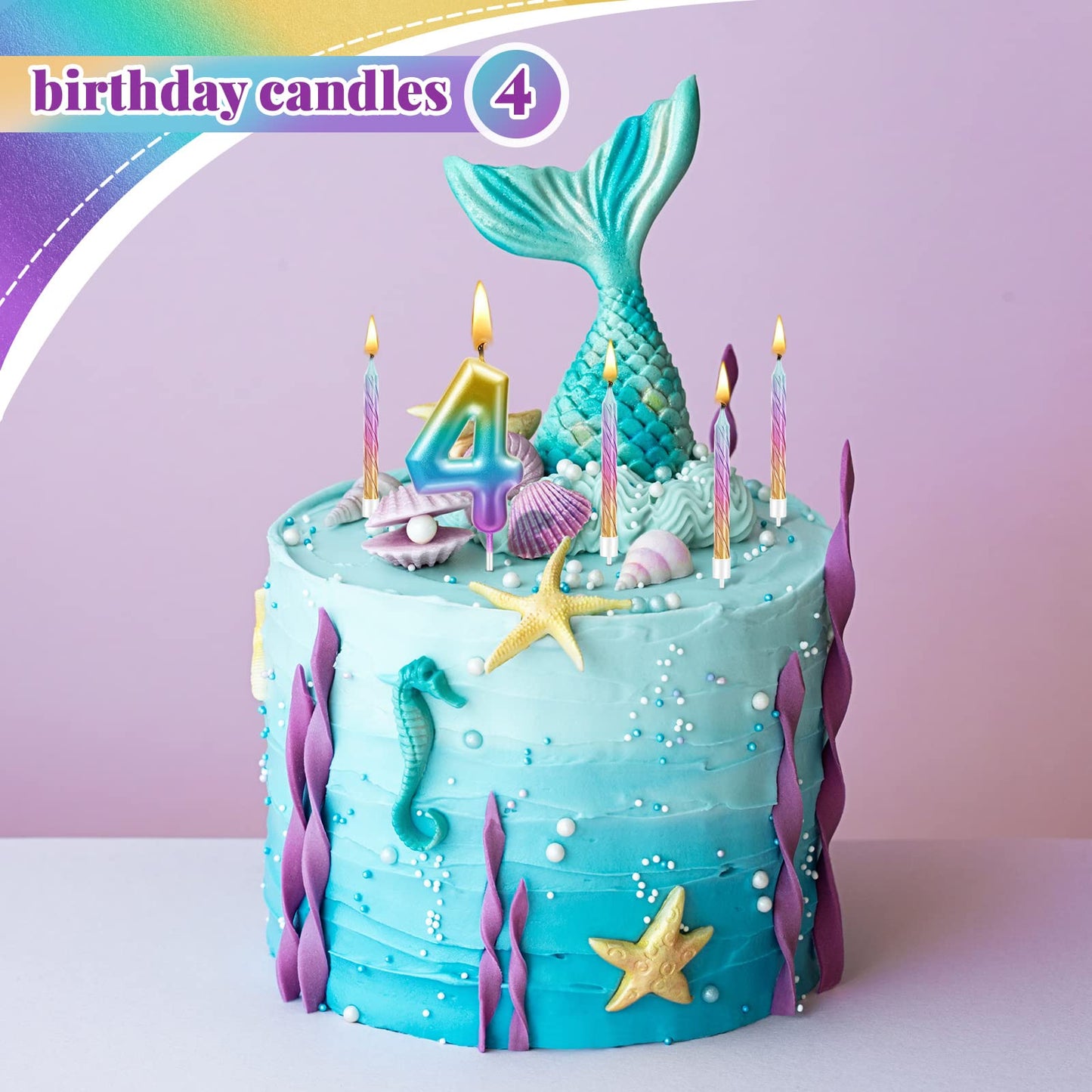 Treela 2.7 Inch Birthday Candles Rainbow Number Candle with 12 Pieces Numeral Rainbow Spiral Candle First One Year Candle for Ba