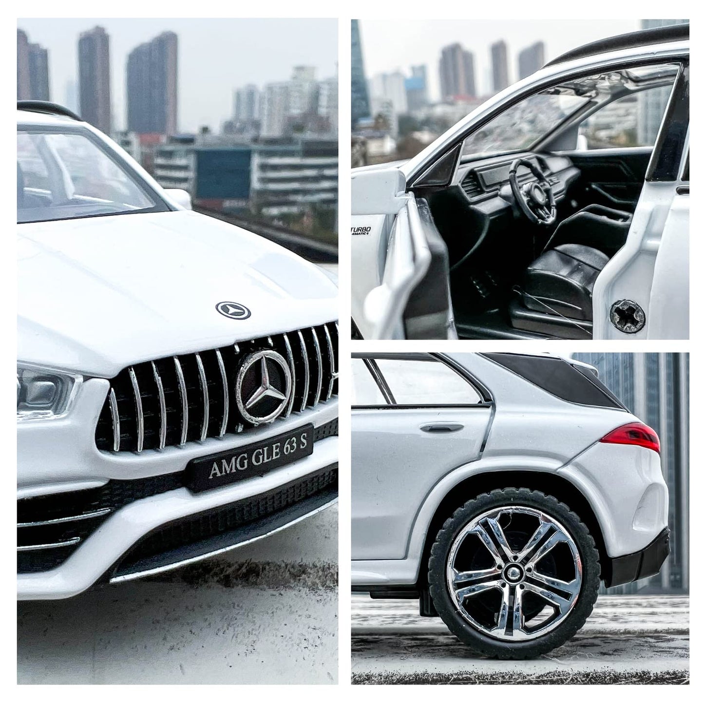 WAKAKAC Benz GLE63S AMG Model Car 1/32 Alloy Diecast Pull Back Toy Car with Light and Sound Model Vehicle for Boys Girls Gift(Wh