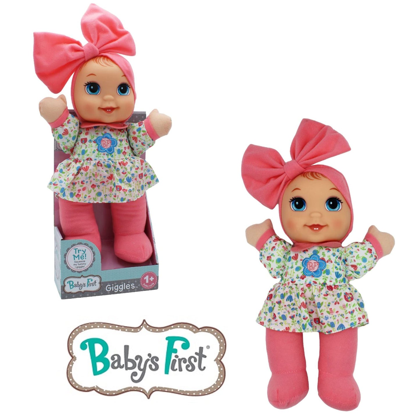 Babys First Goldberger Giggles Doll with Coral Top & Infectious Giggle Sound Module - Child Safe 1 Year & Up