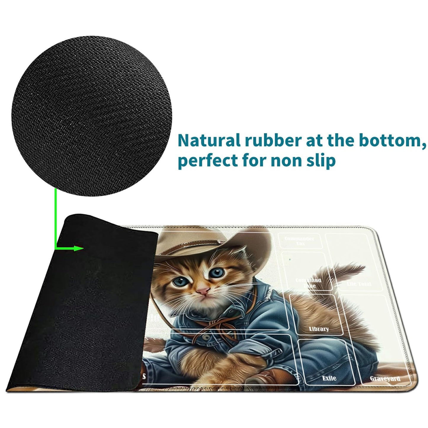 Rwutytiul Cat Card Playmat 24 X 14 Inch With Playmat Tube Bag, Card Gameplay Playmat With Zones Commander Deck Board Mtg Rpg Ccg