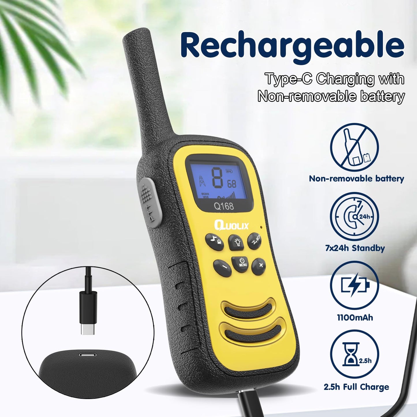 Quolix Walkie Talkies For Kids 2 Pack, Rechargeable Kids Walkie Talkies Toy For 3-12 Yro Boys, Long Range Walkie Talkie With 22